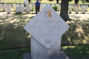 Marker at Essex Farm commemorating the day the poem was written: May 3, 1915.