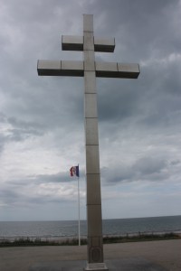 The cross on Juno Beach at Courseulles-sur-Mer marking where Charles De Gaulle came ashore eight days after D-Day.