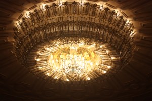 Chandeliers abound - not normal office lighting!