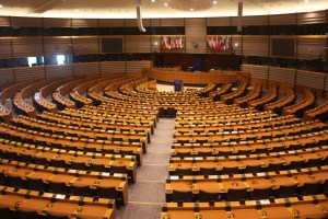 The chamber of the European Parliament in Brussels.