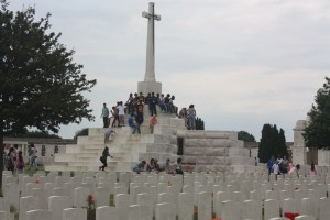 The Cross of Sacrifice is the centrepiece of Tyne Cot Cemetery, just outside the village of Passchedaele. 