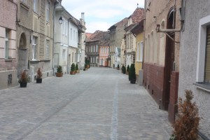 A typical cobblestoned street.