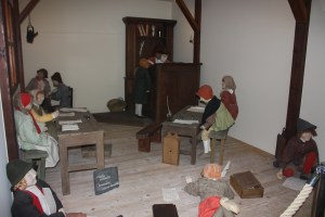 A re-creation of a typical Flanders school room from the 18th century.