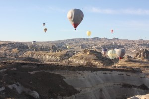Traffic jam in the skies - there are balloons everywhere in the early morning.