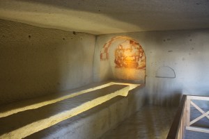 This is the dining area, with a stone table in the centre.