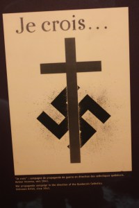 This Second World War poster was aimed at the Roman Catholic population of Quebec.