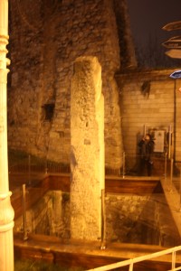 This stone pillar is all that remains from a fourth century Byzantine triumphal arch from which road distances to all corners of the empire were measured.