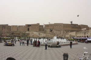 Erbil Citadel as seen from the market square.